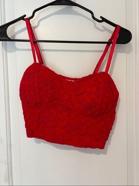 Madden NYC Red Lace Crop Top